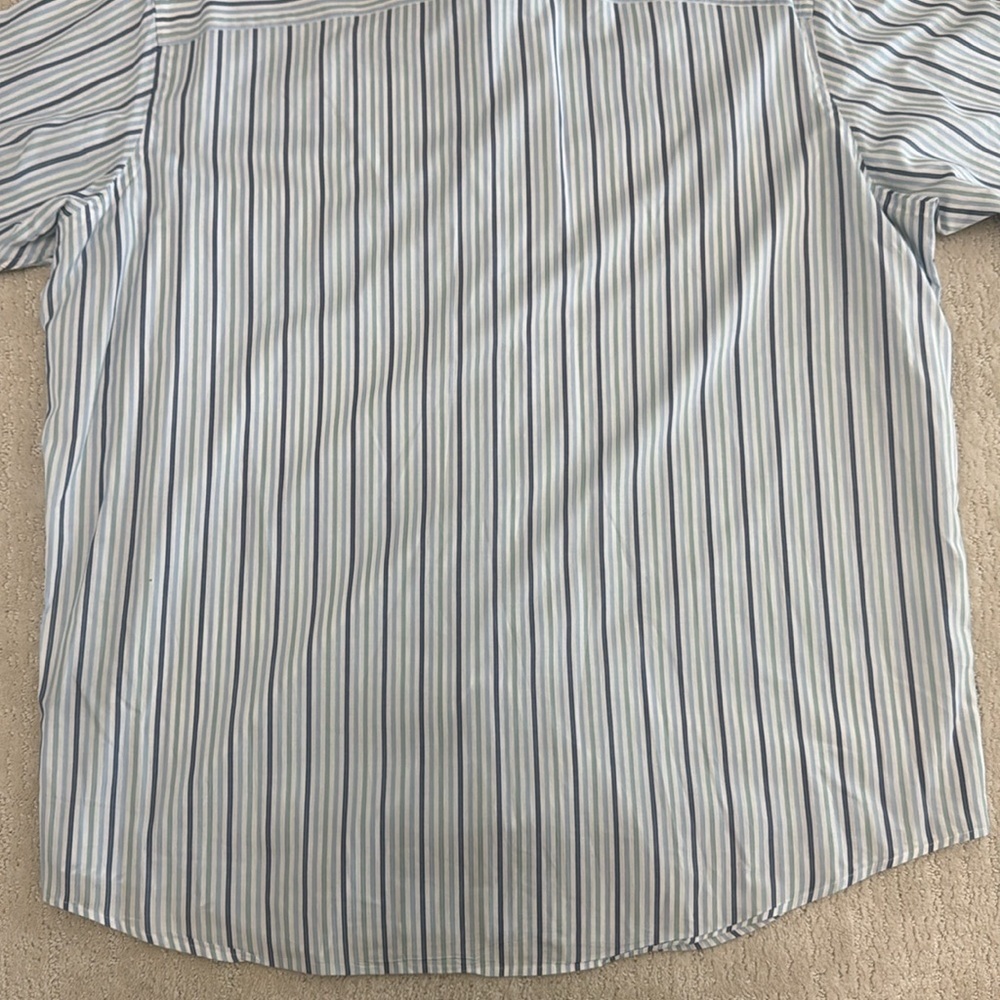 Austin Reed Men’s XL Short Sleeve Button Down 100% Cotton  Blue Striped Shirt‎ - Picture 10 of 12
